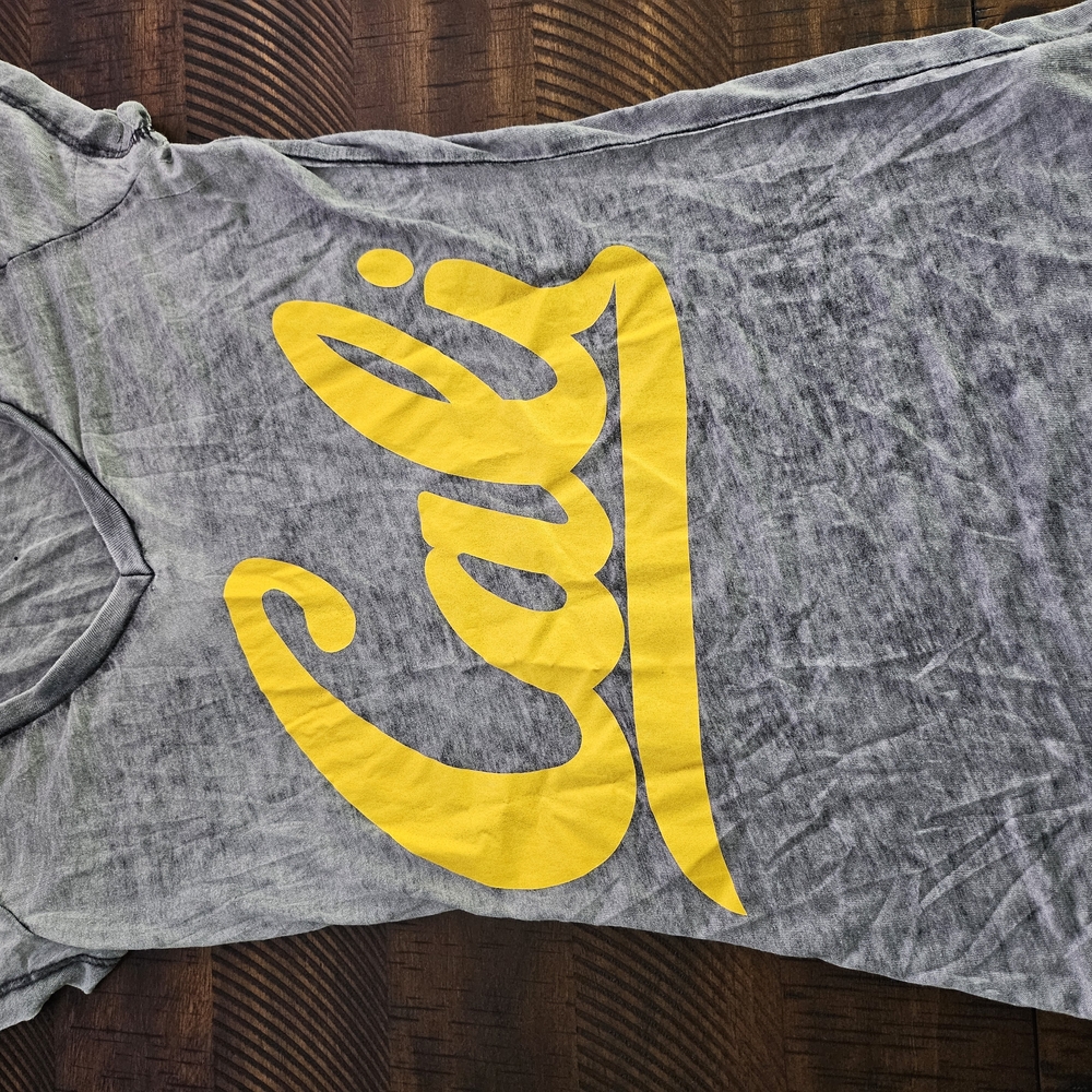 Gray T-Shirt with Yellow Graphic